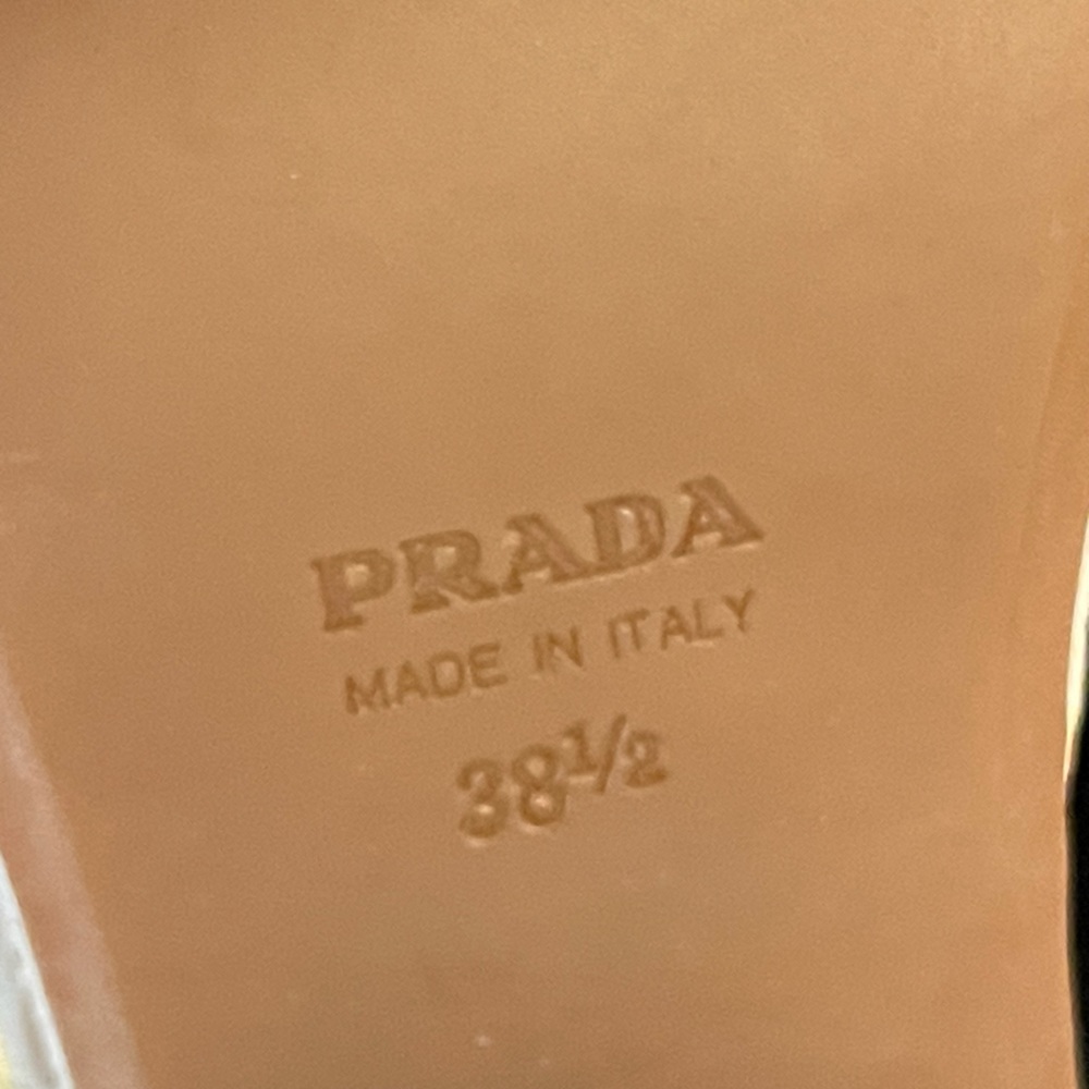 PRADA VERNICE BIANCO-QUARZO PATENT LEATHER OMBRE SANDALS SIZE 38.5 - Picture 14 of 16